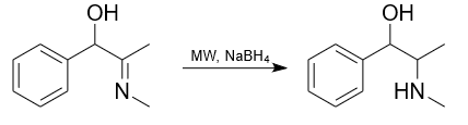 Preparation of ephedrine from 2-(methylimino)-1-phenyl-1-propanol.