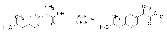 Synthesis of 2-(4-Isobutylphenyl) propanoyl chloride from ibuprofen.