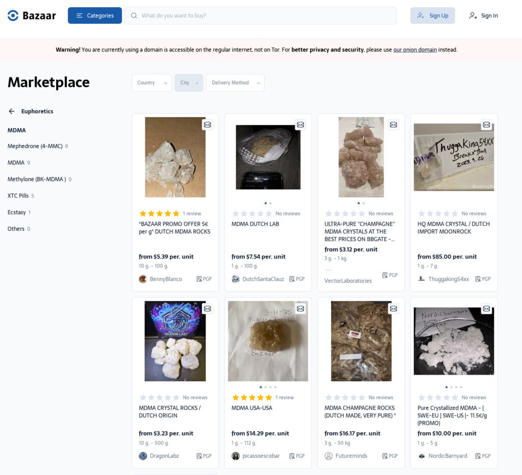 MDMA and ecstasy buying DarkNet platform