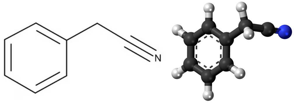 Structural formula of benzyl cyanide