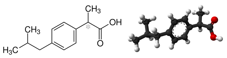 Structural formula of Ibuprofen