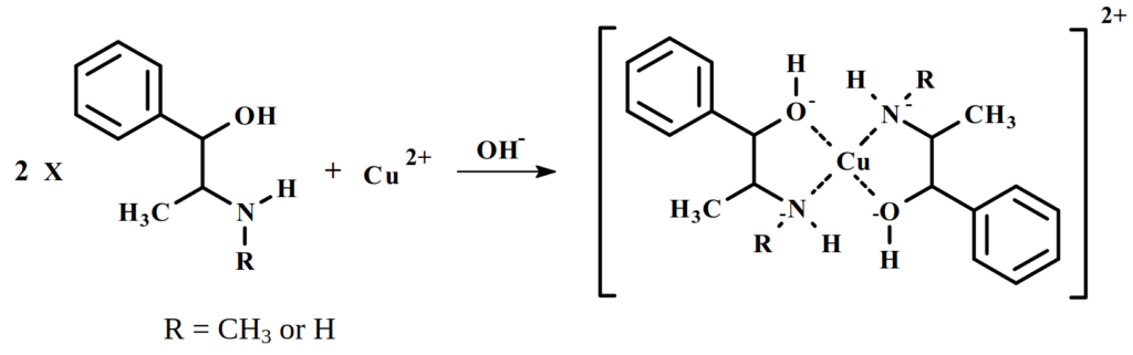 Chen-Kao complex formation between ephedrine and copper sulfate
