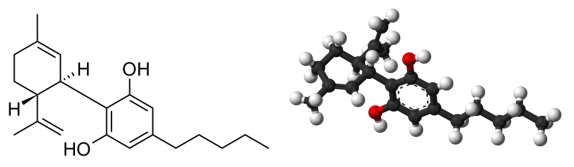 Structural formula of cannabidiol