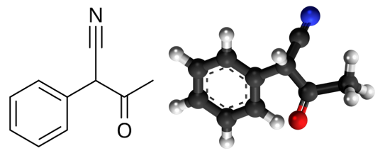 Structural formula of phenylacetoacetonitrile