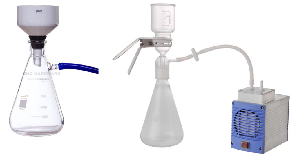 Filtration with help of a chemical-resistant vacuum pump