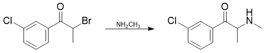 Obtaining 3-chloromethcathinone from 2-bromo-1-(3-chlorophenyl)propan-1-one.