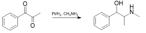 Synthesis of pseudoephedrine from phenyl-1,2-propandion.