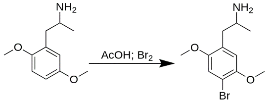 Synthesis of 2,5-dimethoxy-4-bromoamphetamine from 2,5-dimethoxyamphetamine
