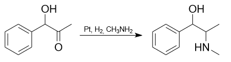 Obtaining ephedrine from phenylacetyl carbinol and methylamin.