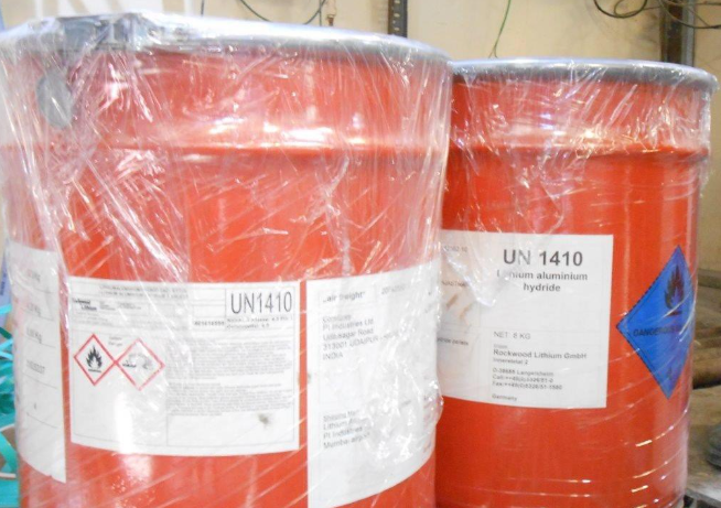 Barrel of lithium aluminum hydride