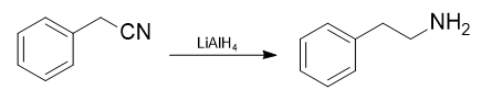 Synthesis of 2-phenylethylamine from benzyl cyanide.