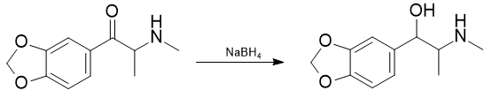 Synthesis of dihydromethylone from methylone.