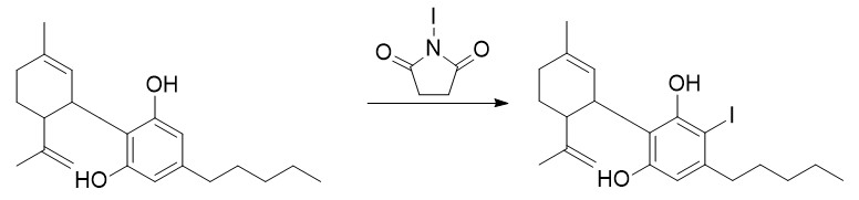 Synthesis 3′-iodo-cannabidiol from cannabidiol