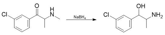 Synthesis of N-desmethyl-dihydro-3-chloromethcathinone from 3-chloromethcathinone.