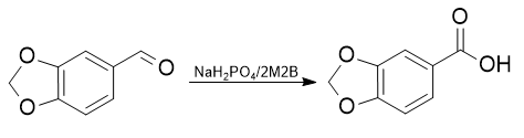 Oxidation of piperonal to piperonylic acid.