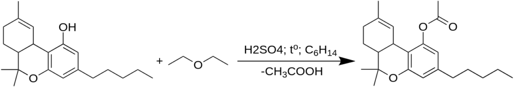 Synthesis of tetrahydrocannabinol-O-acetate from tetrahydrocannabinol