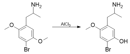 Synthesis of 2-methoxy-5-hydroxy-4-bromoamphetamine from 2,5-dimethoxy-4-bromoamphetamine