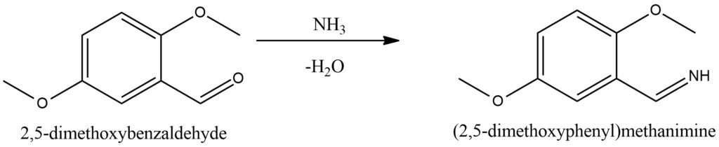 Figure 6. The formation of imines from 2,5-dimethoxybenzaldehyde with ammonia